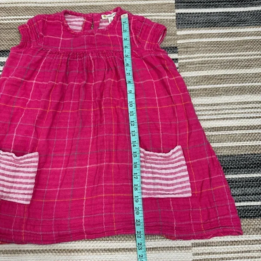 Tucker + Tate Girls Double Plaid Gauzy Dress Casual Pockets Grid Electric Pink 6